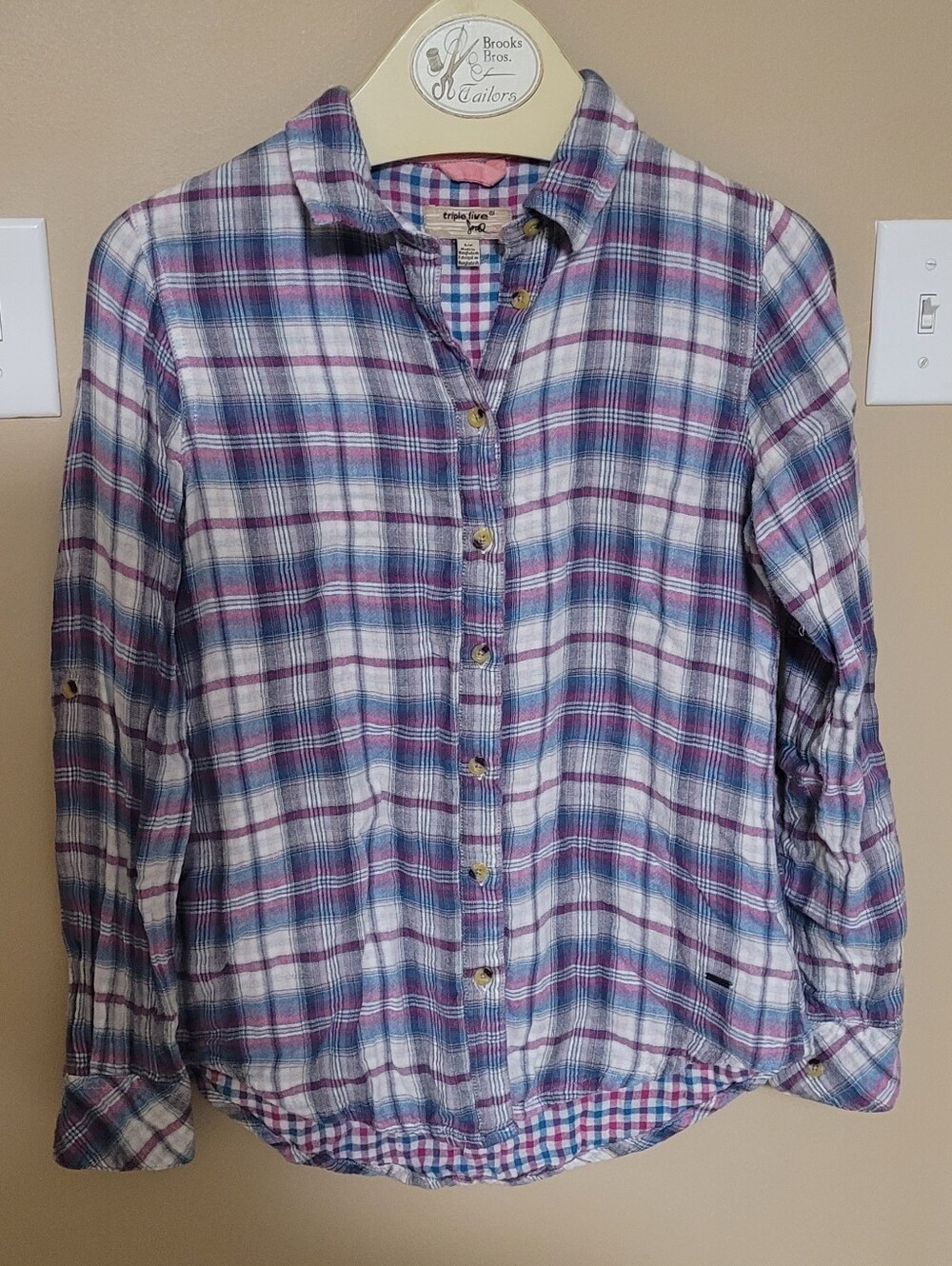 Blue and Purple Plaid Button-Down Shirt